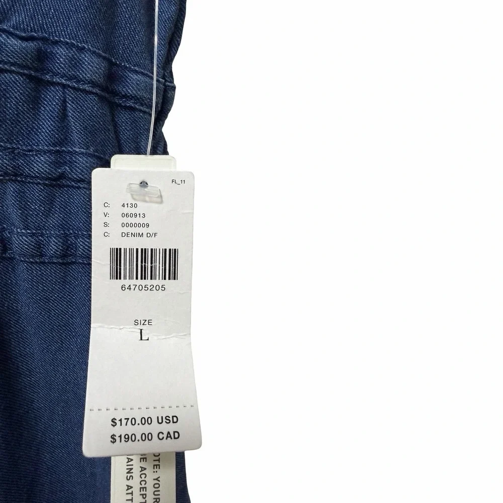 Anthropologie Maeve Somerset Chambray Tiered Maxi Dress Size L Blue Pockets NEW - Picture 9 of 9